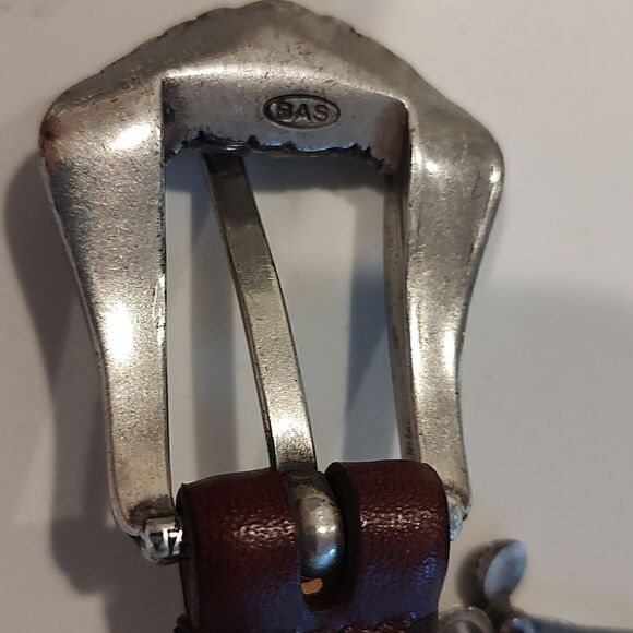 Bill Adler Studio Brown Leather Western Belt with Silver Golf Charms Vintage - Picture 7 of 11